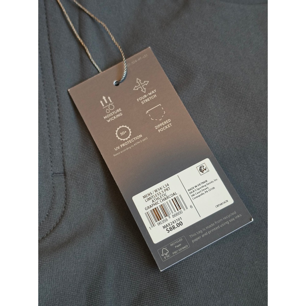 VRST Mens Limitless 5 Pocket Athletic Pants 34x34 Graphic Charcoal Grey NEW - Picture 4 of 6
